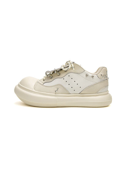 Metal-Stud Round-Toe Platform Shoes