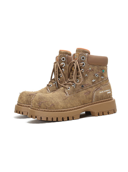 Denim Platform Combat Boots