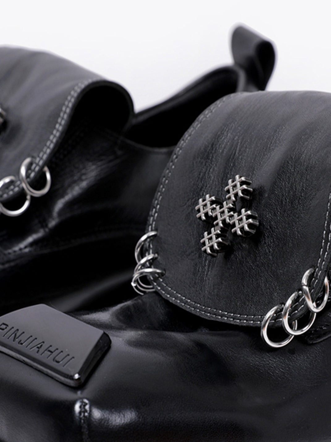 Black Vintage Platform Leather Derby Shoes