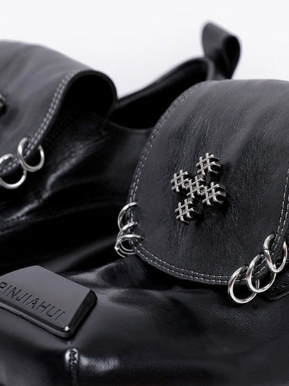 Black Vintage Platform Leather Derby Shoes