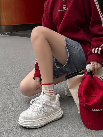 Frayed Canvas Platform Sneakers