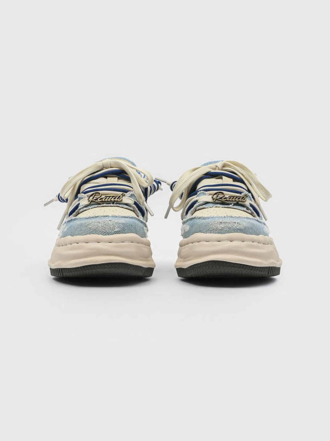 Washed Denim Dual-Lace Sneakers