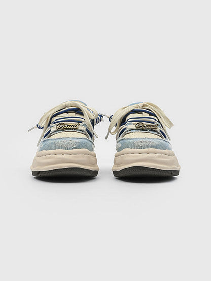 Washed Denim Dual-Lace Sneakers