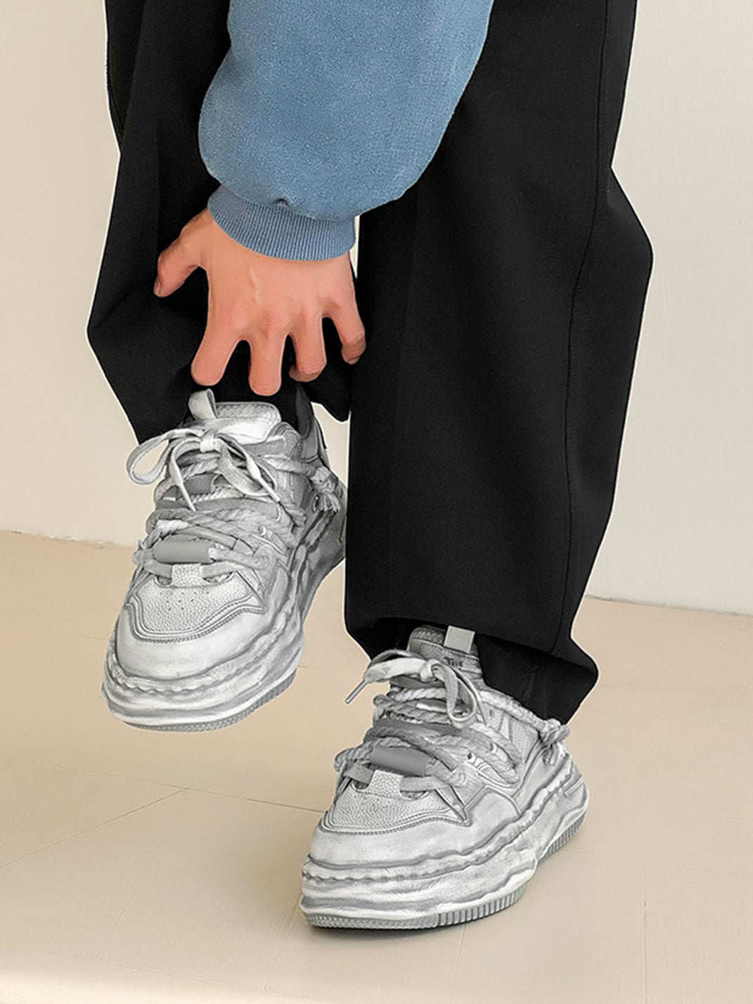 Washed Wavy Platform Sneakers