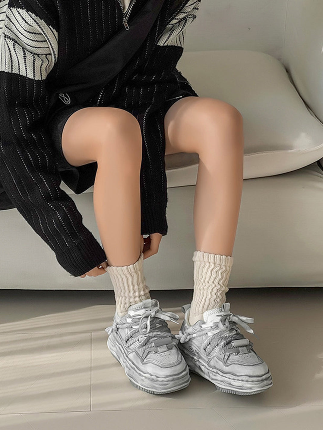 Washed Wavy Platform Sneakers