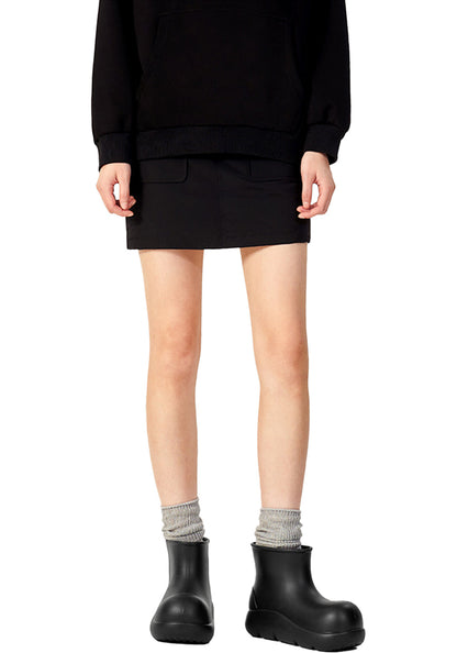 Black Chunky Short Rain Boots
