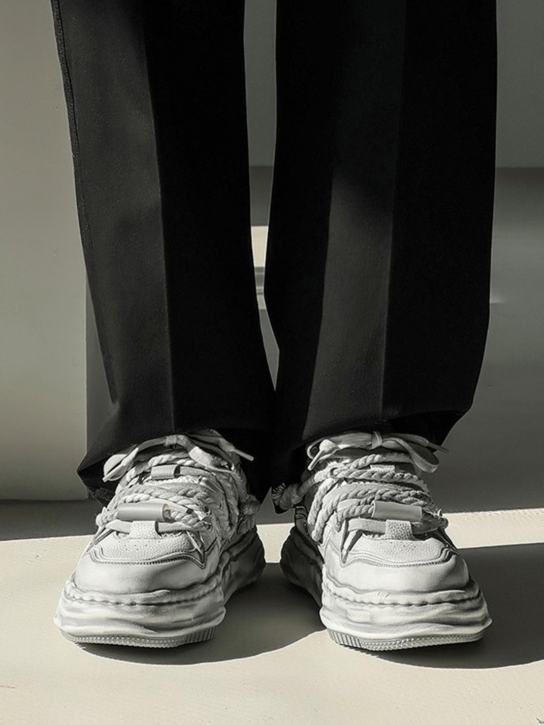 Washed Wavy Platform Sneakers