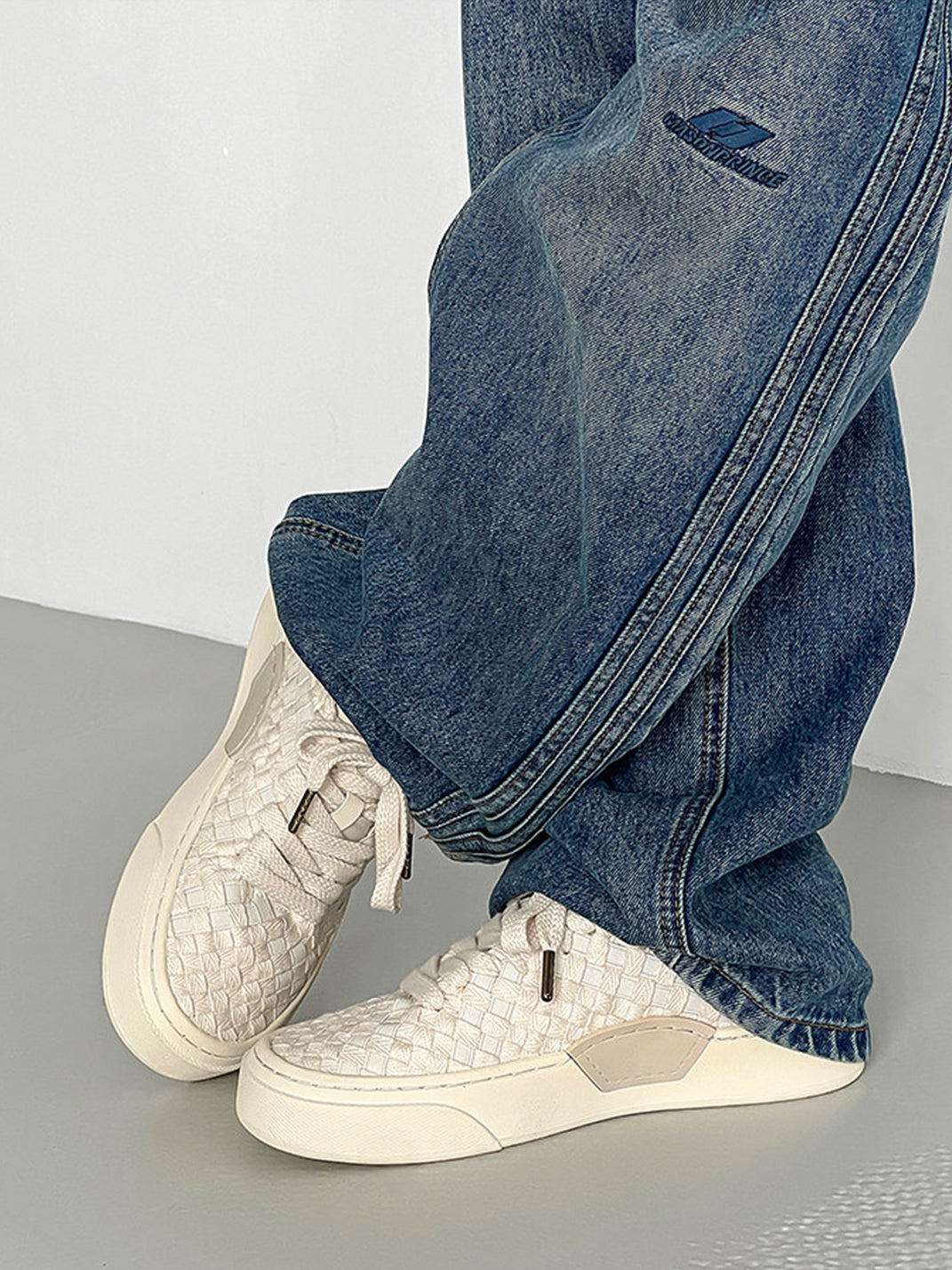 Woven Texture Platform Sneakers