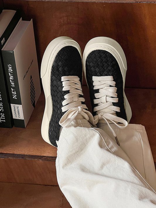 Woven Texture Platform Sneakers