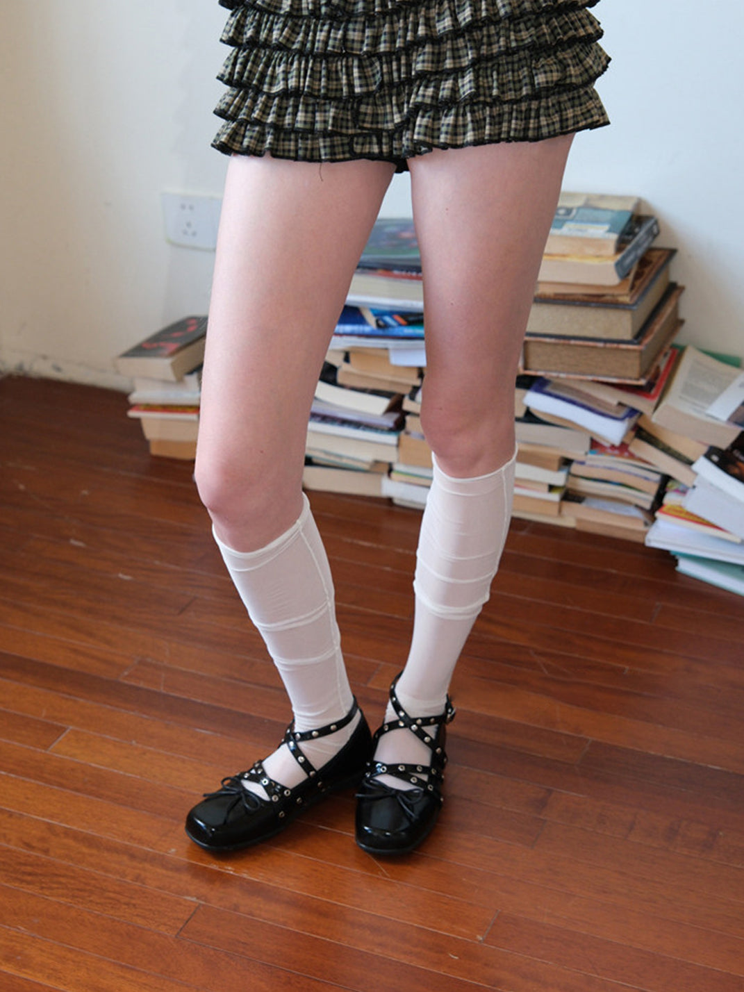 Black Bow-Knot Studded Ballet Flats