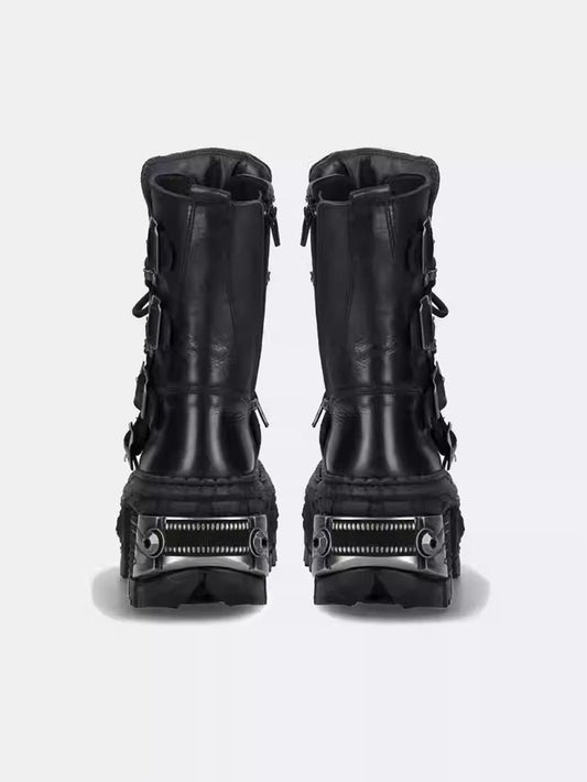 Multi belt gimmick design high-end black boots [ID:0362SH]