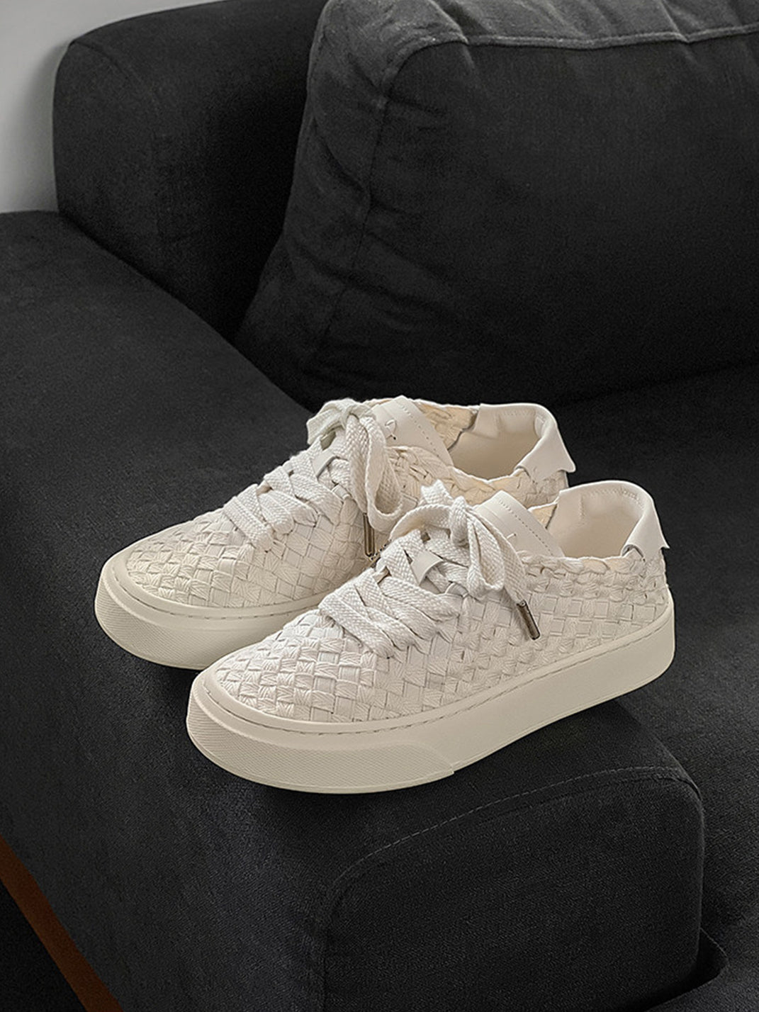 Woven Texture Platform Sneakers