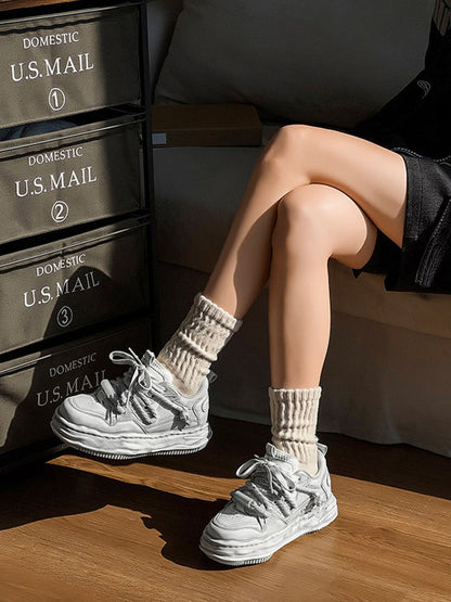 Washed Wavy Platform Sneakers