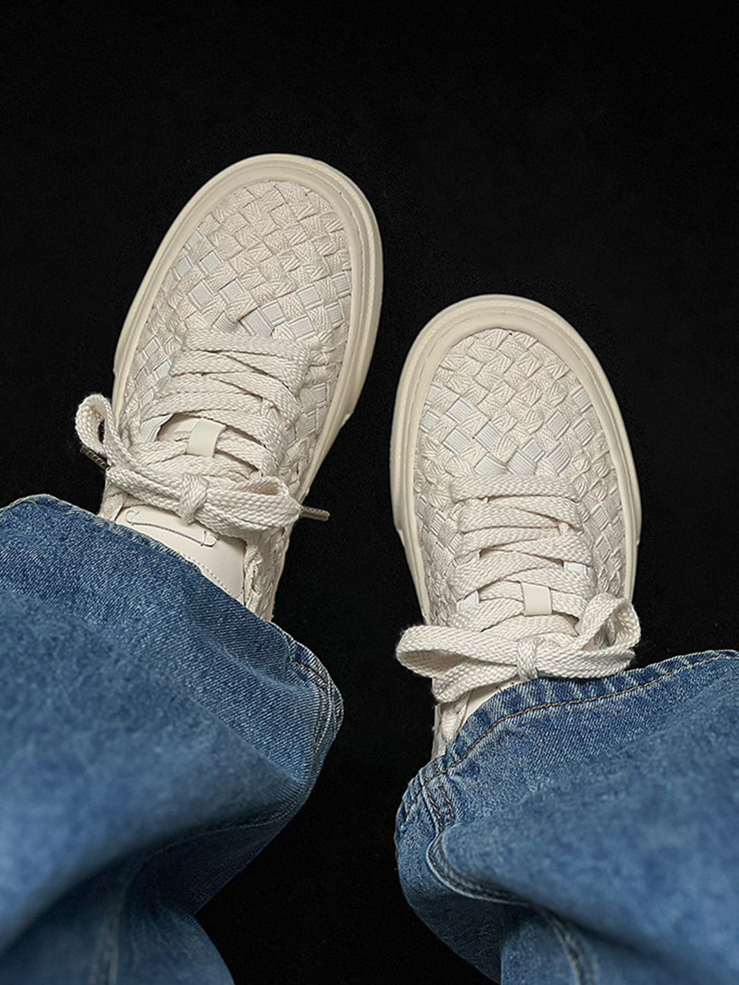 Woven Texture Platform Sneakers
