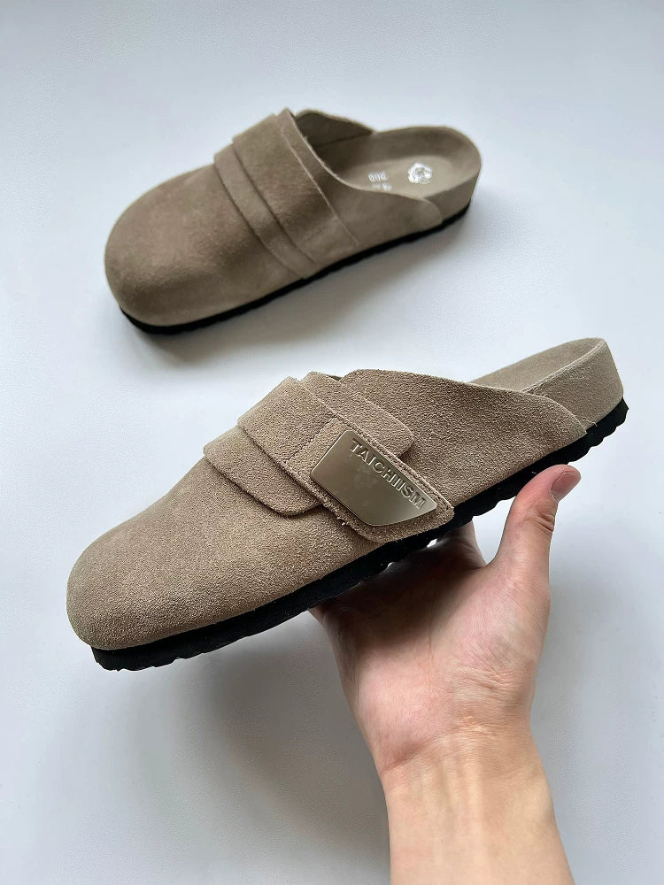 Closed-Toe Leather Mule Sandals