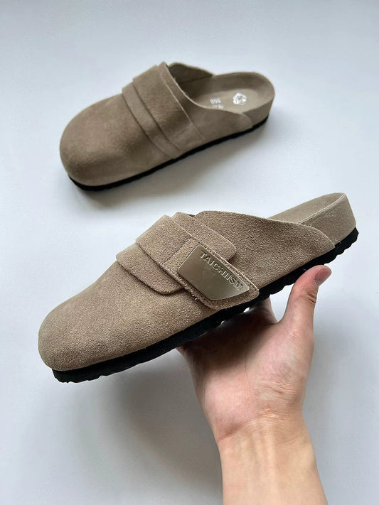Closed-Toe Leather Mule Sandals