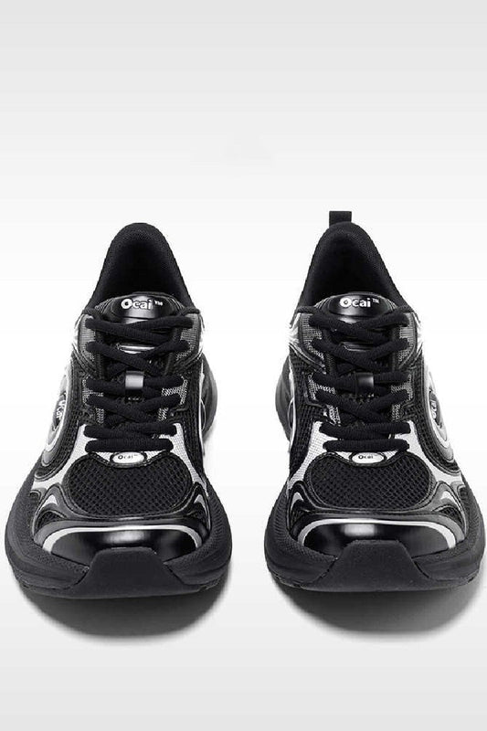Black Silver Disk Runtech Sneakers