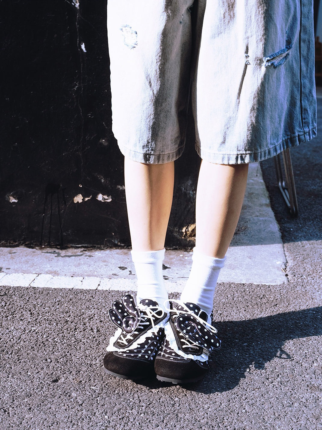 Polka-Dot Lace Wing Ballet Flats