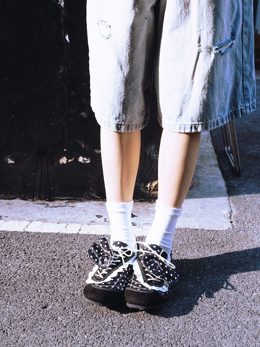 Polka-Dot Lace Wing Ballet Flats