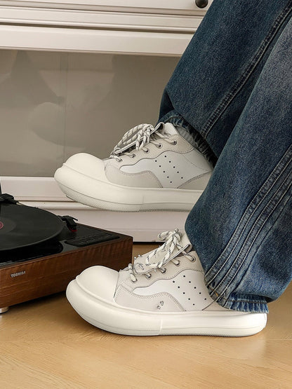 Metal-Stud Round-Toe Platform Shoes
