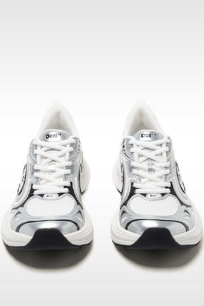 Silver White Disk Runtech Sneakers