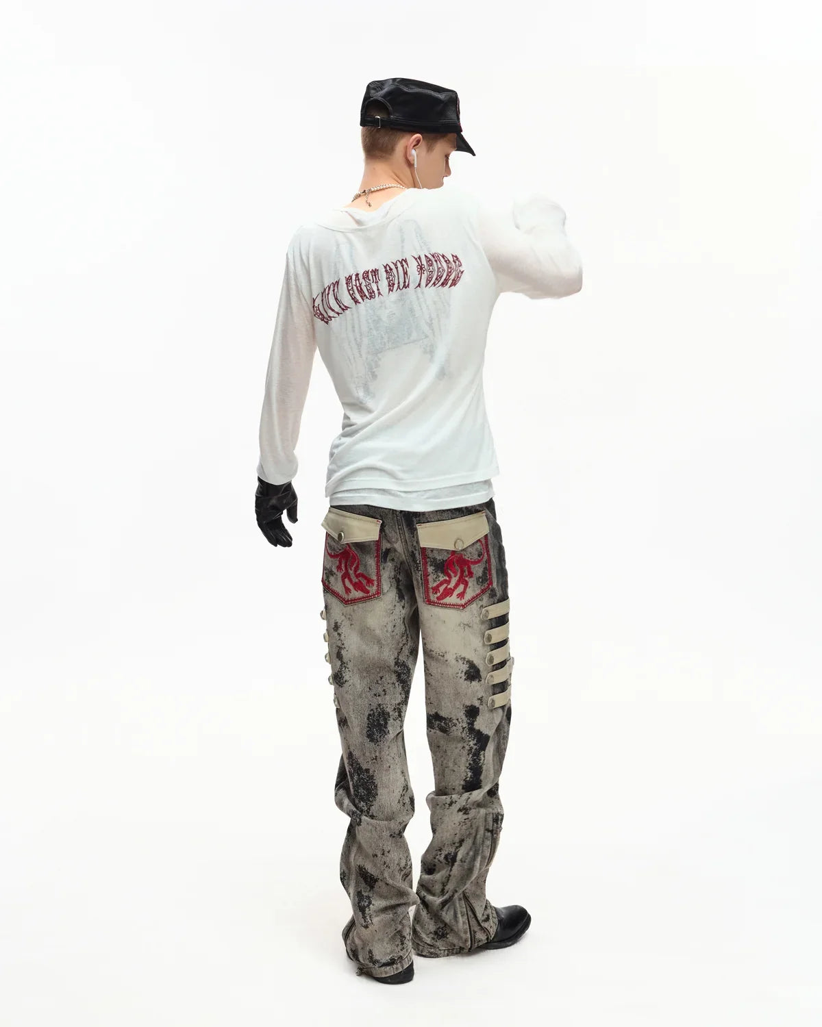 EMO Sheer Layered Graphic Long Sleeve T-Shirt