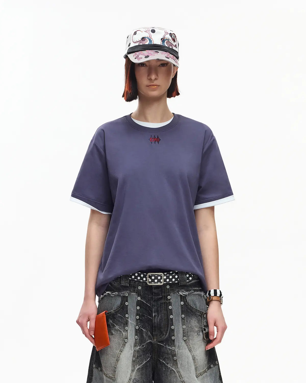 EMO Structured Micro Logo Essential Tee Purple