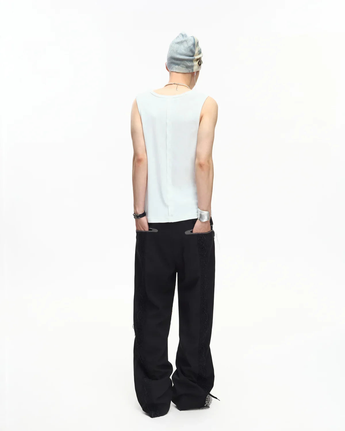 EMO Deconstructed Lace Panel Suiting Trousers