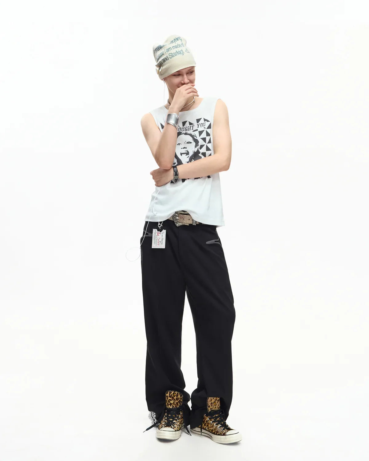 EMO Deconstructed Lace Panel Suiting Trousers