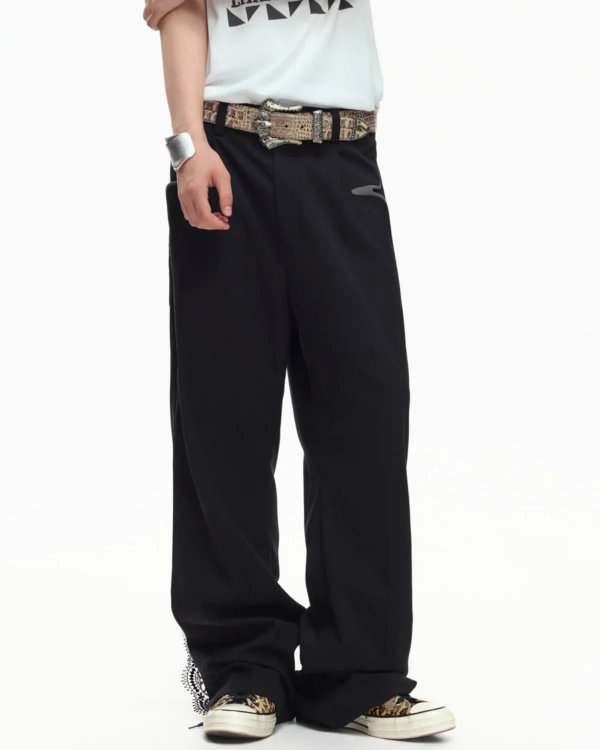 EMO Deconstructed Lace Panel Suiting Trousers