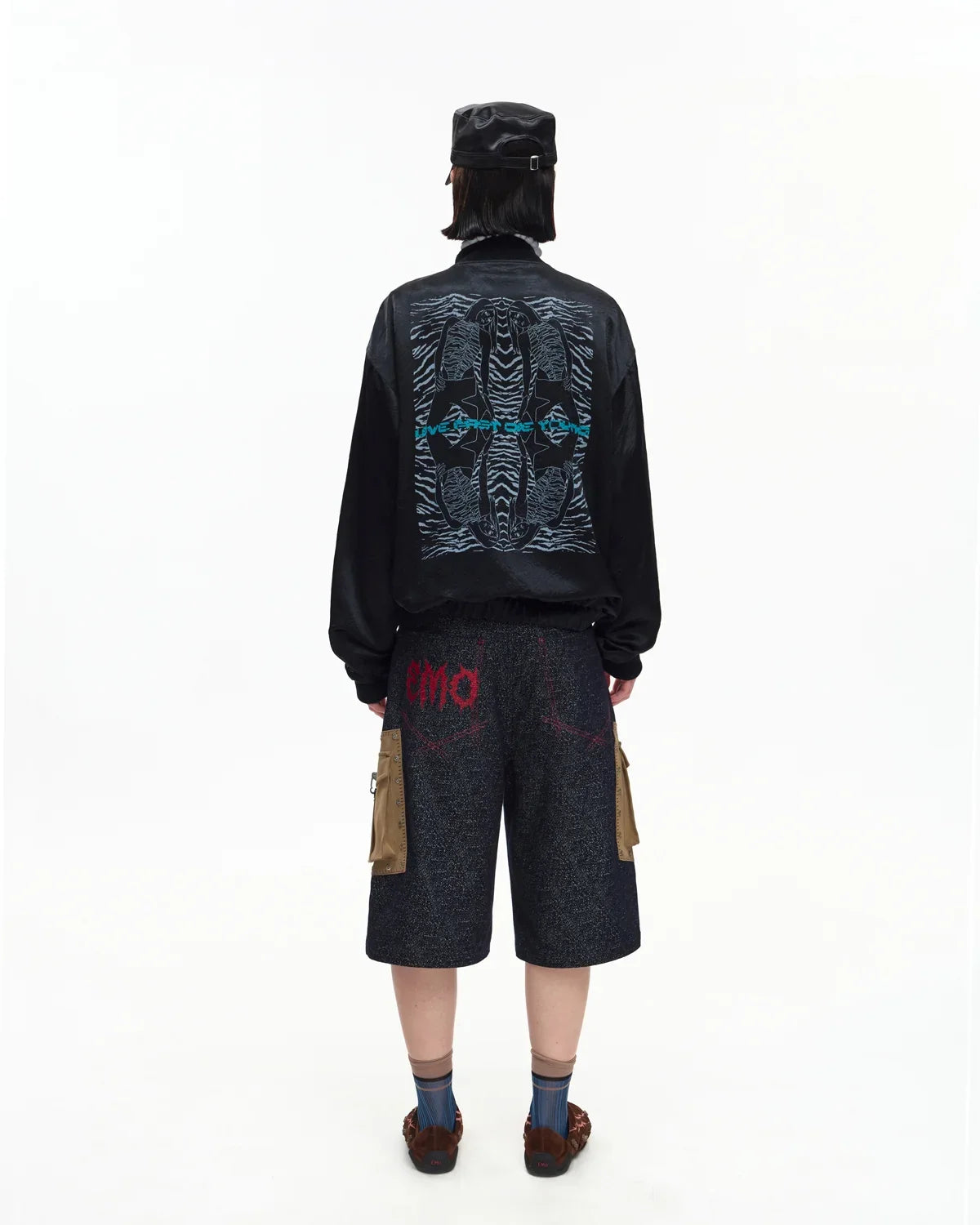 EMO Mirrored Tiger-Stripe Sukajan Jacket Black