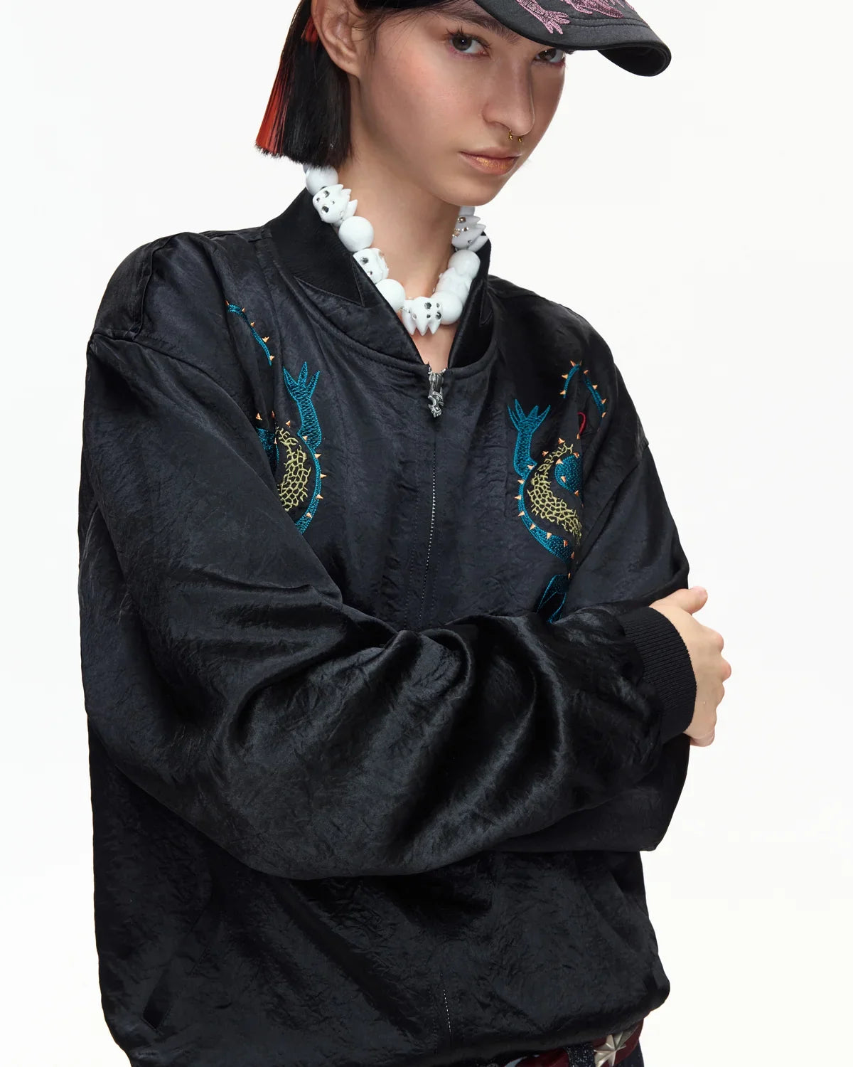 EMO Mirrored Tiger-Stripe Sukajan Jacket Black