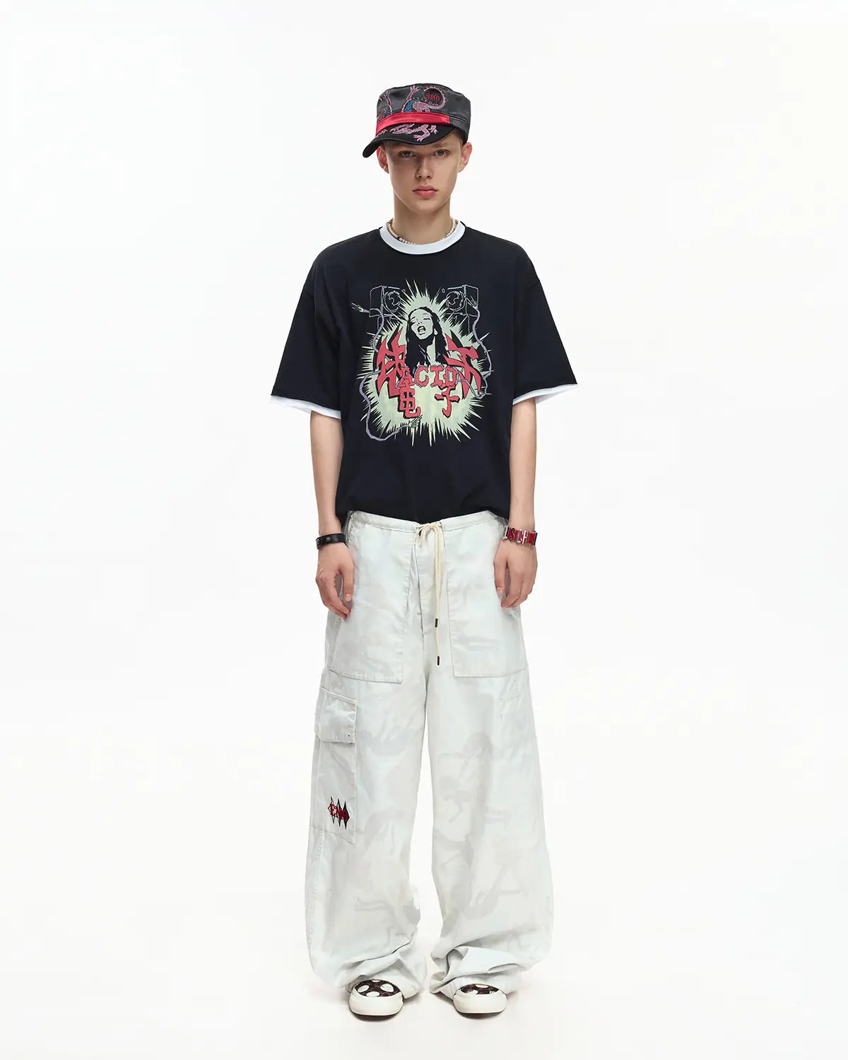 EMO Fake Layer Cropped Box Tee Black
