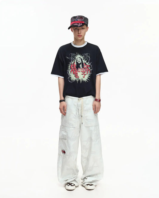 EMO Fake Layer Cropped Box Tee Black