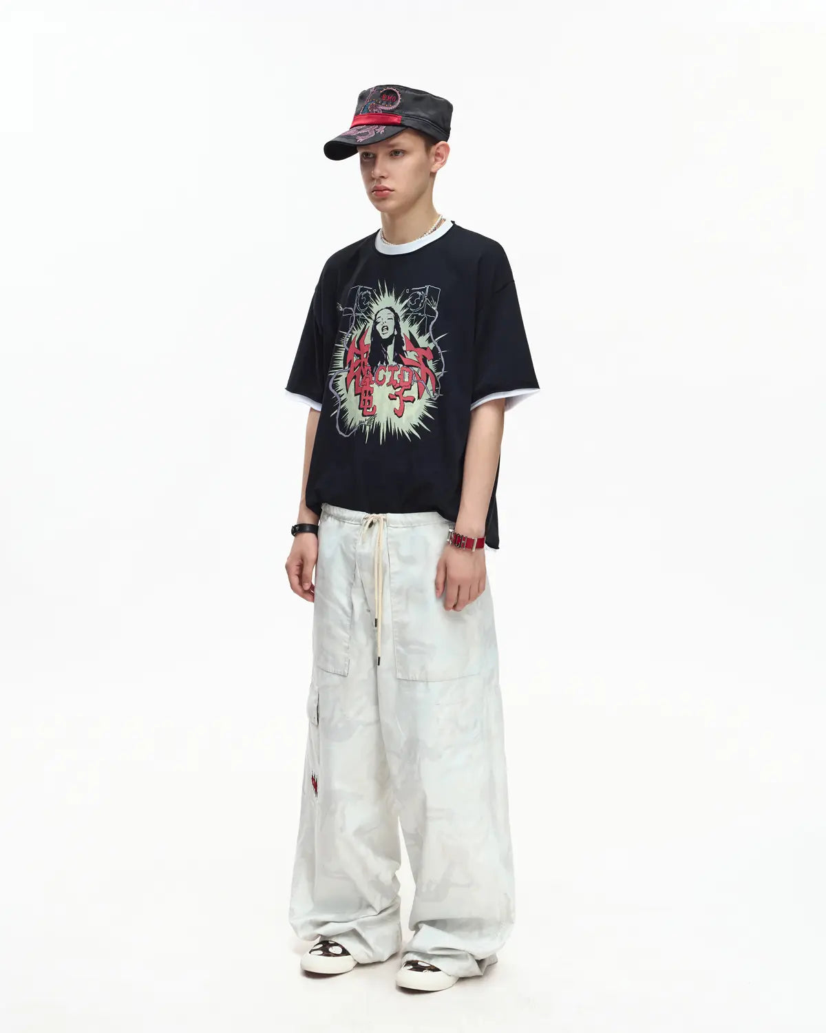 EMO Fake Layer Cropped Box Tee Black