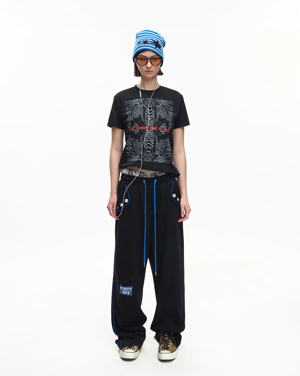 EMO 265g Faded Tiger Mirror Slim Tee Black