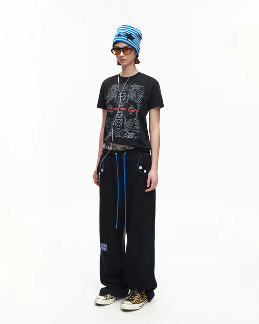 EMO 265g Faded Tiger Mirror Slim Tee Black