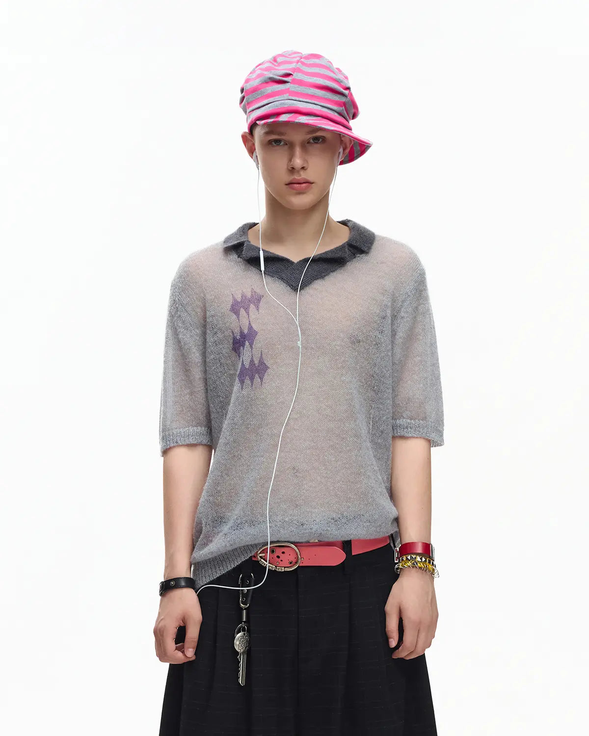 EMO Mohair Wool Knit Short Sleeve Grey