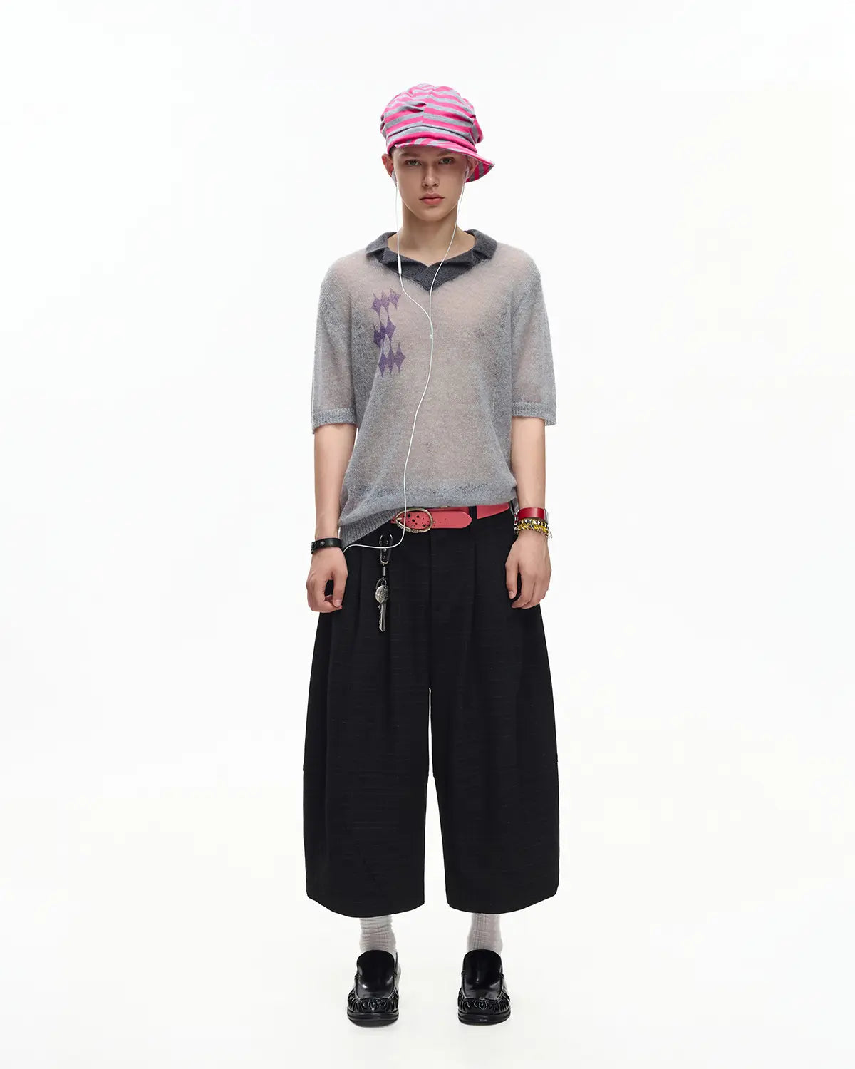 EMO Mohair Wool Knit Short Sleeve Grey