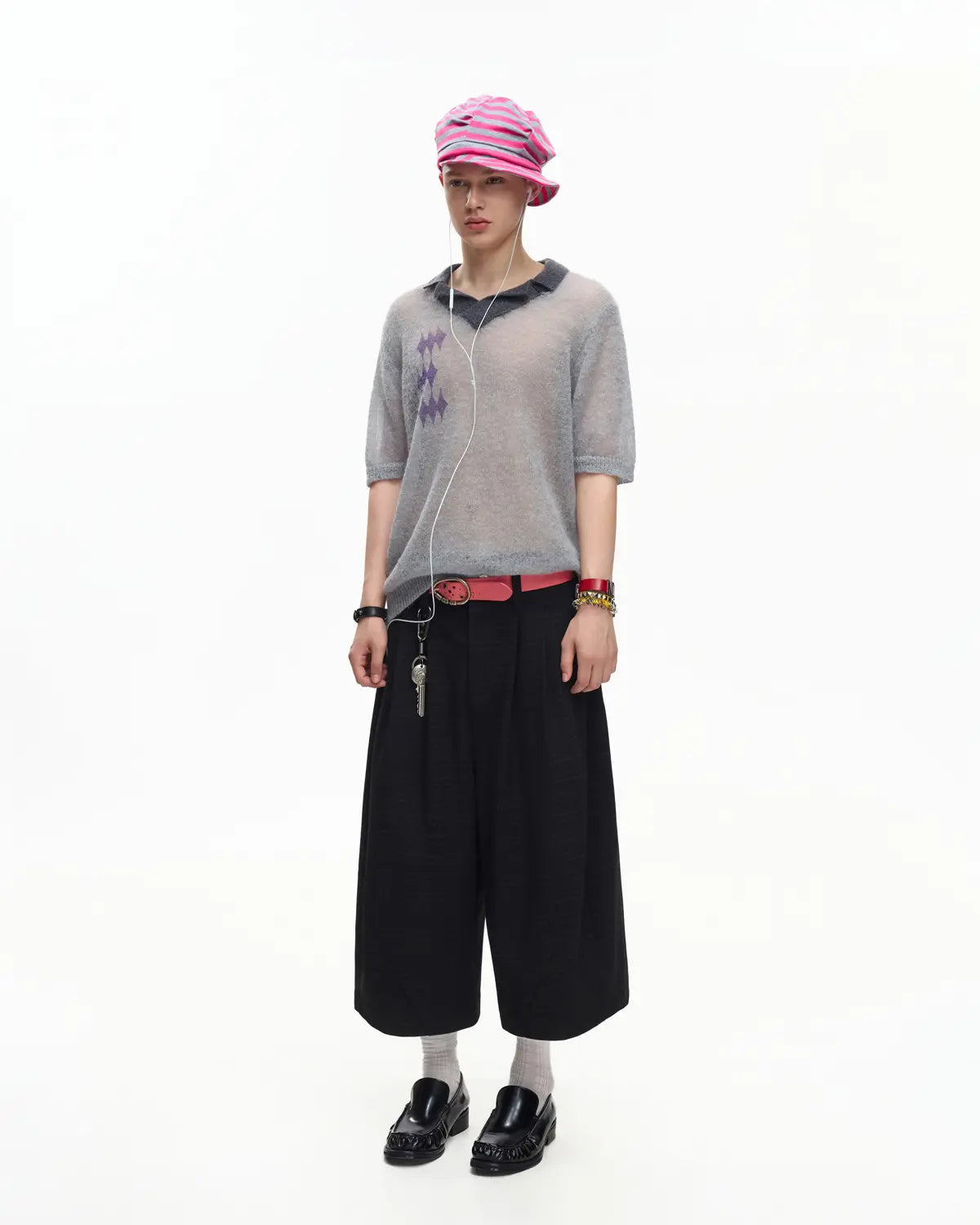 EMO Mohair Wool Knit Short Sleeve Grey