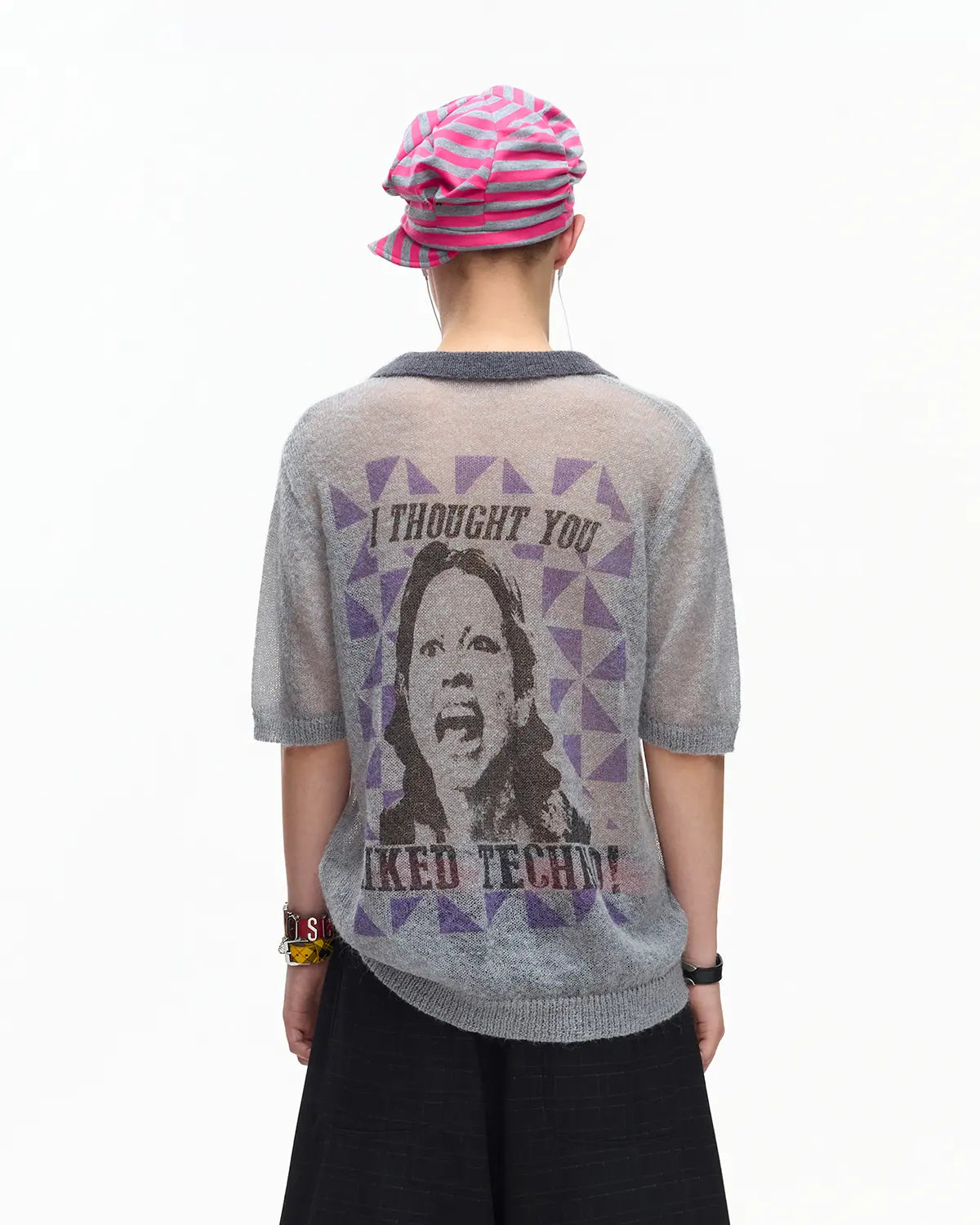 EMO Mohair Wool Knit Short Sleeve Grey