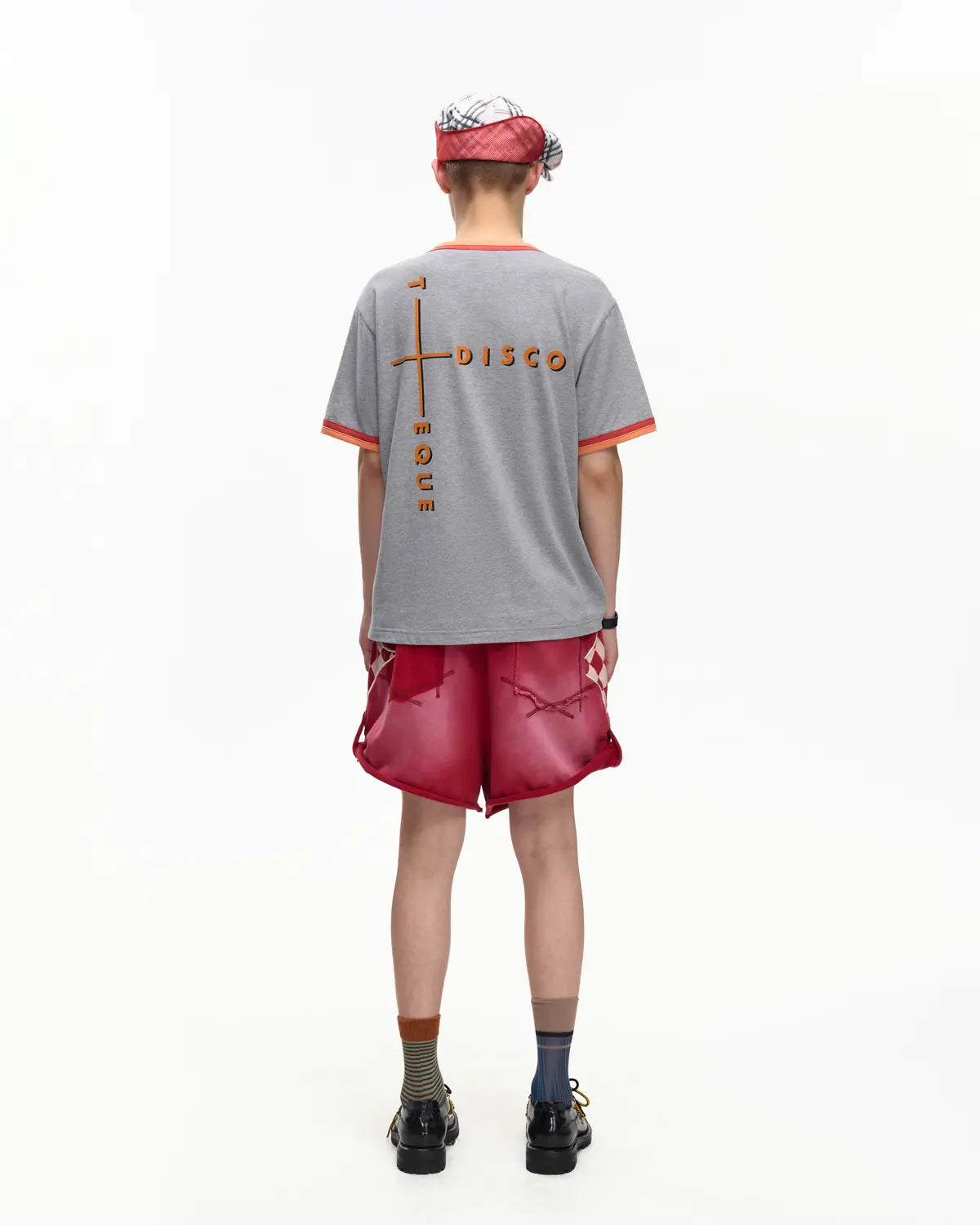 EMO Double-Layer Contrast Rib Print Slim Tee