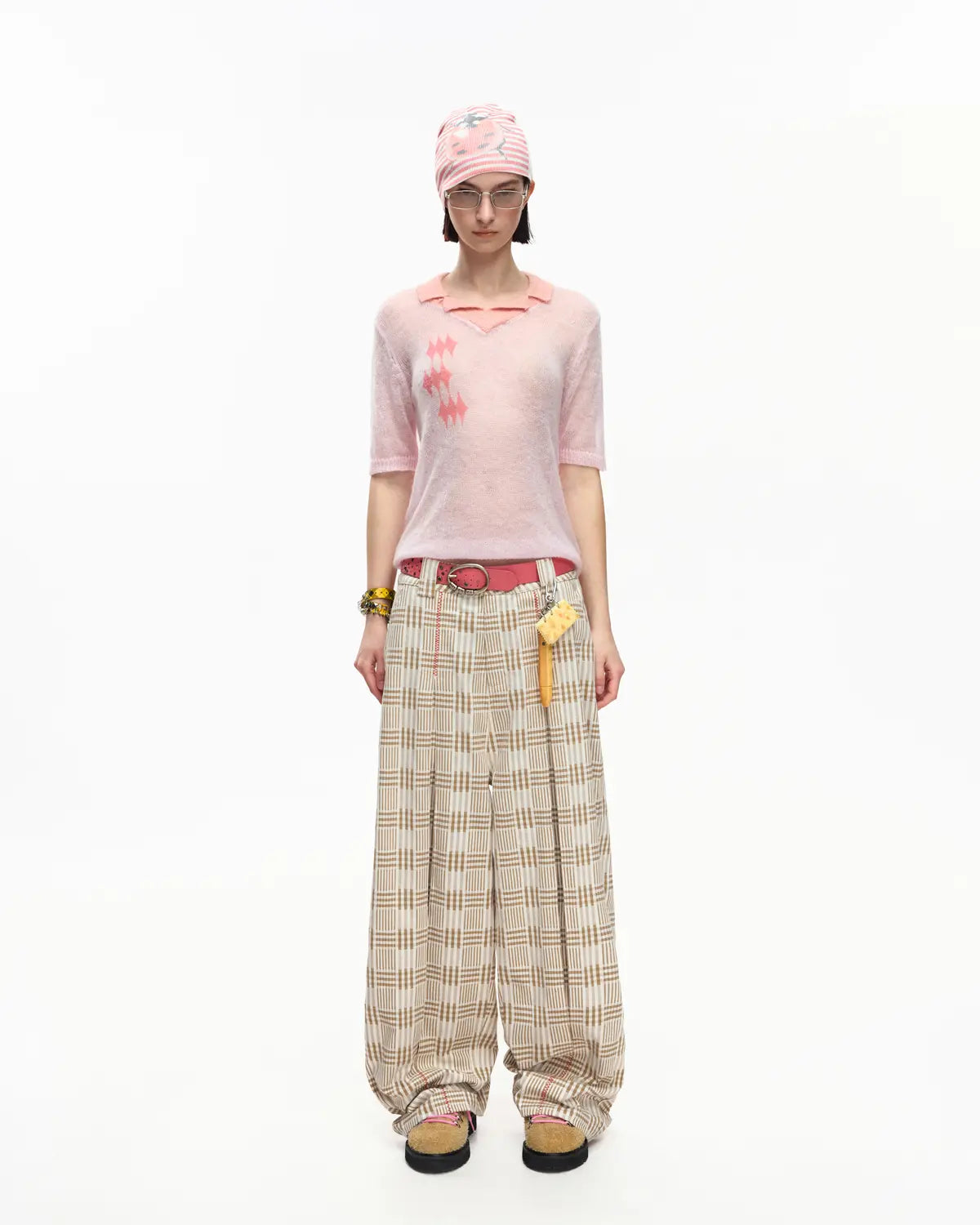 EMO Mohair Wool Knit Short Sleeve Pink