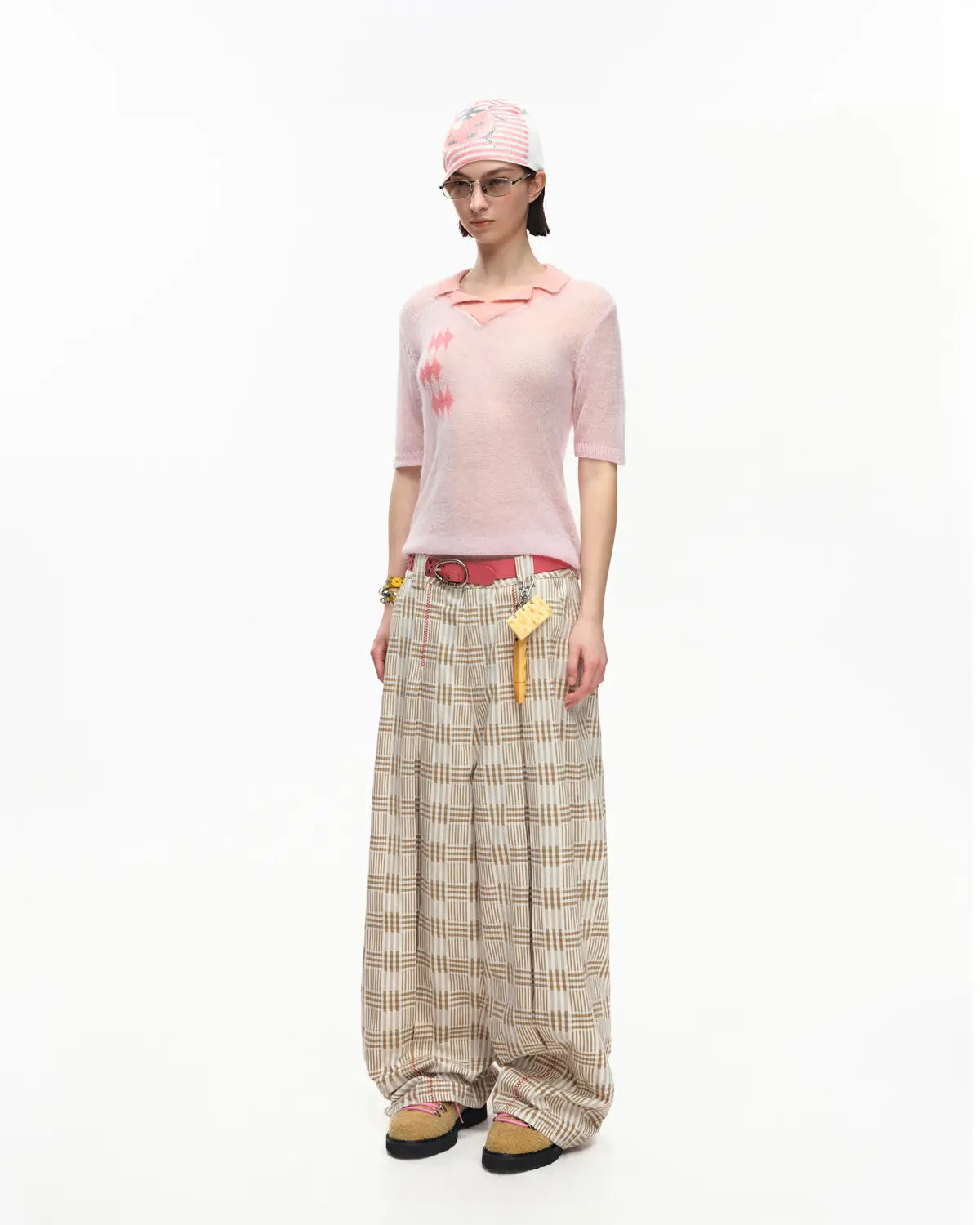 EMO Mohair Wool Knit Short Sleeve Pink