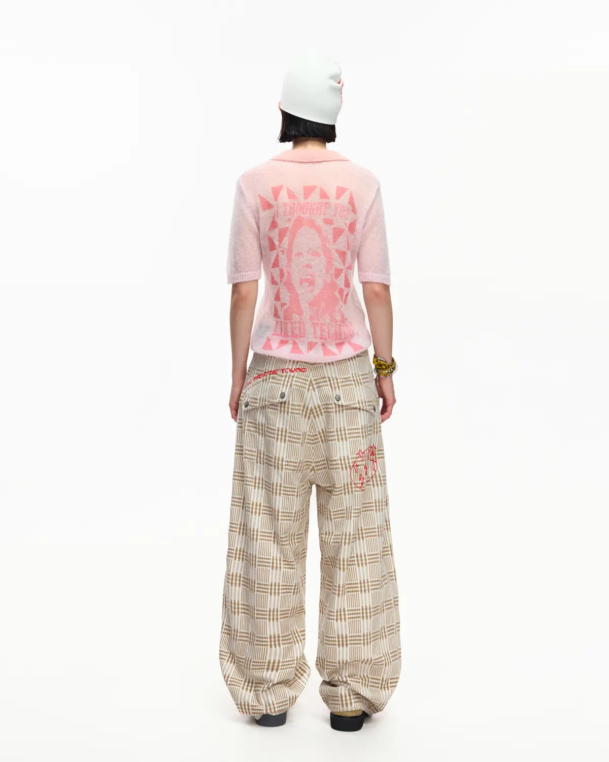 EMO Mohair Wool Knit Short Sleeve Pink
