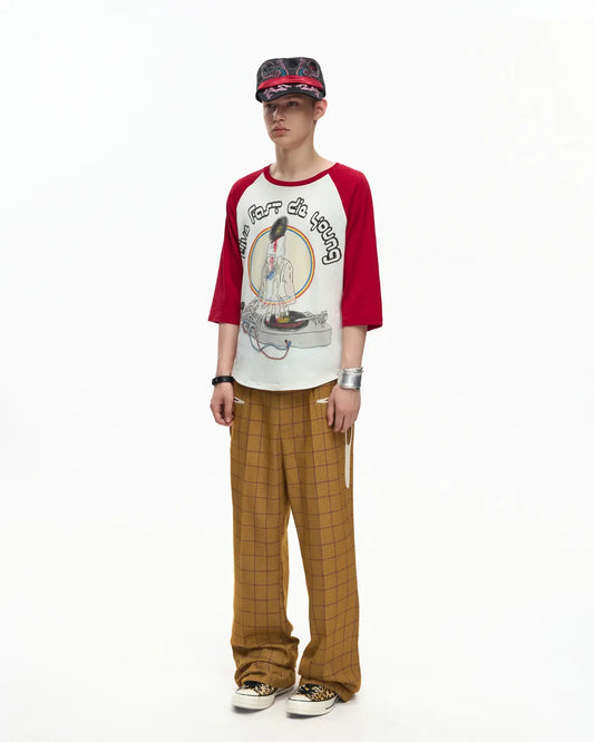 EMO 3/4 Sleeve Raglan Graphic Tee Red