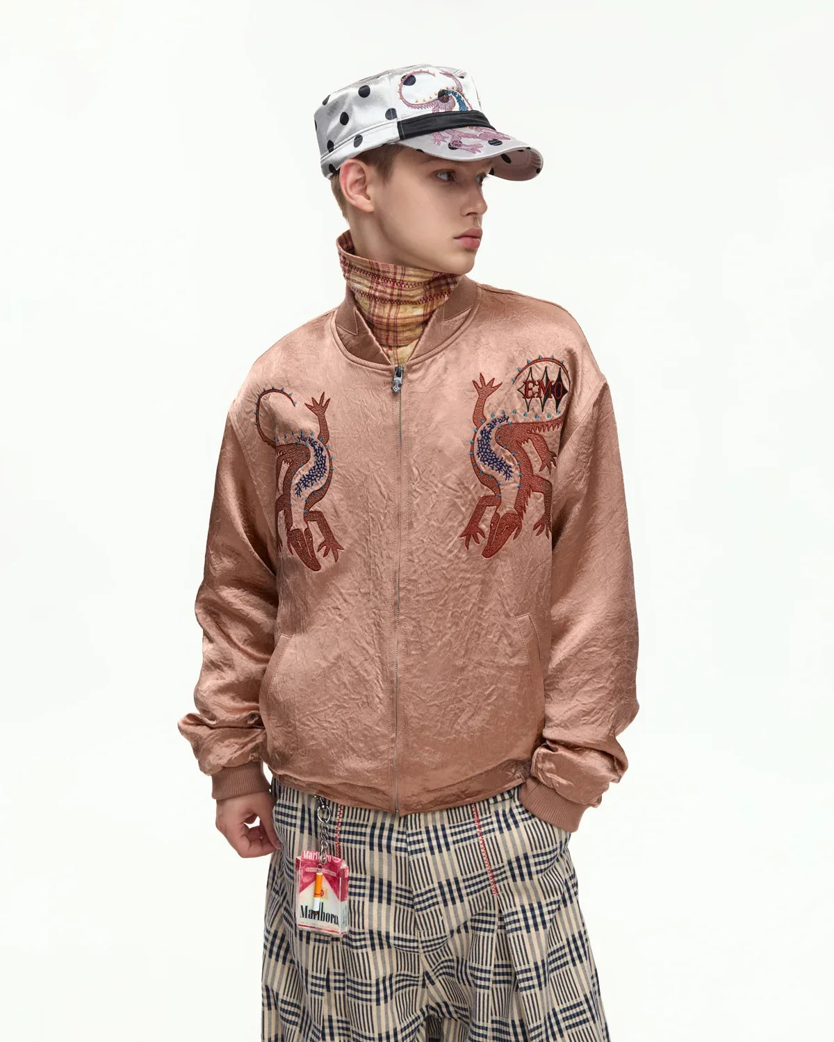 EMO Mirrored Tiger-Stripe Sukajan Jacket Red