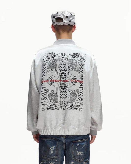 EMO Mirrored Tiger-Stripe Sukajan Jacket Gray