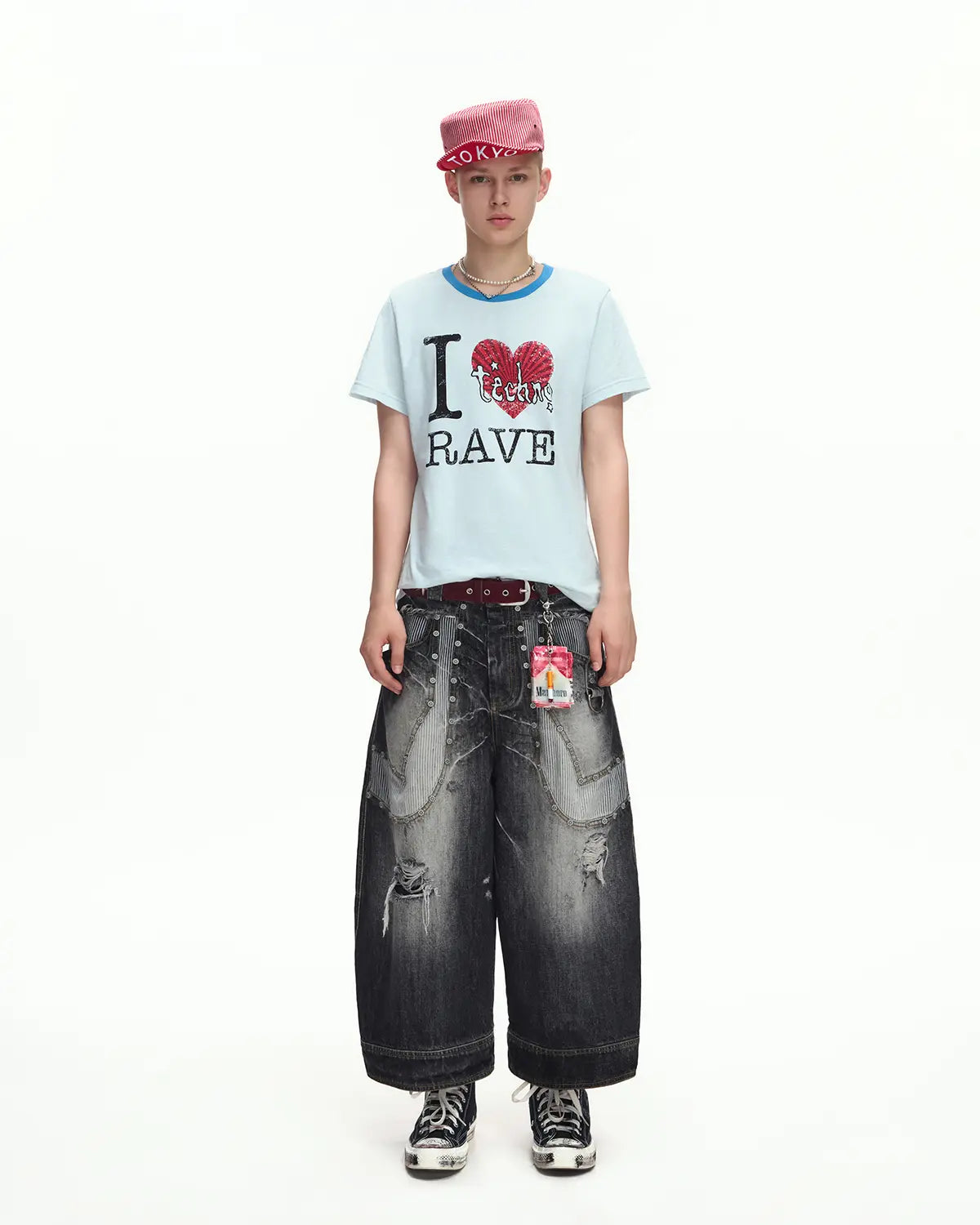 EMO “I Love Techno” Slub Print Tee Blue