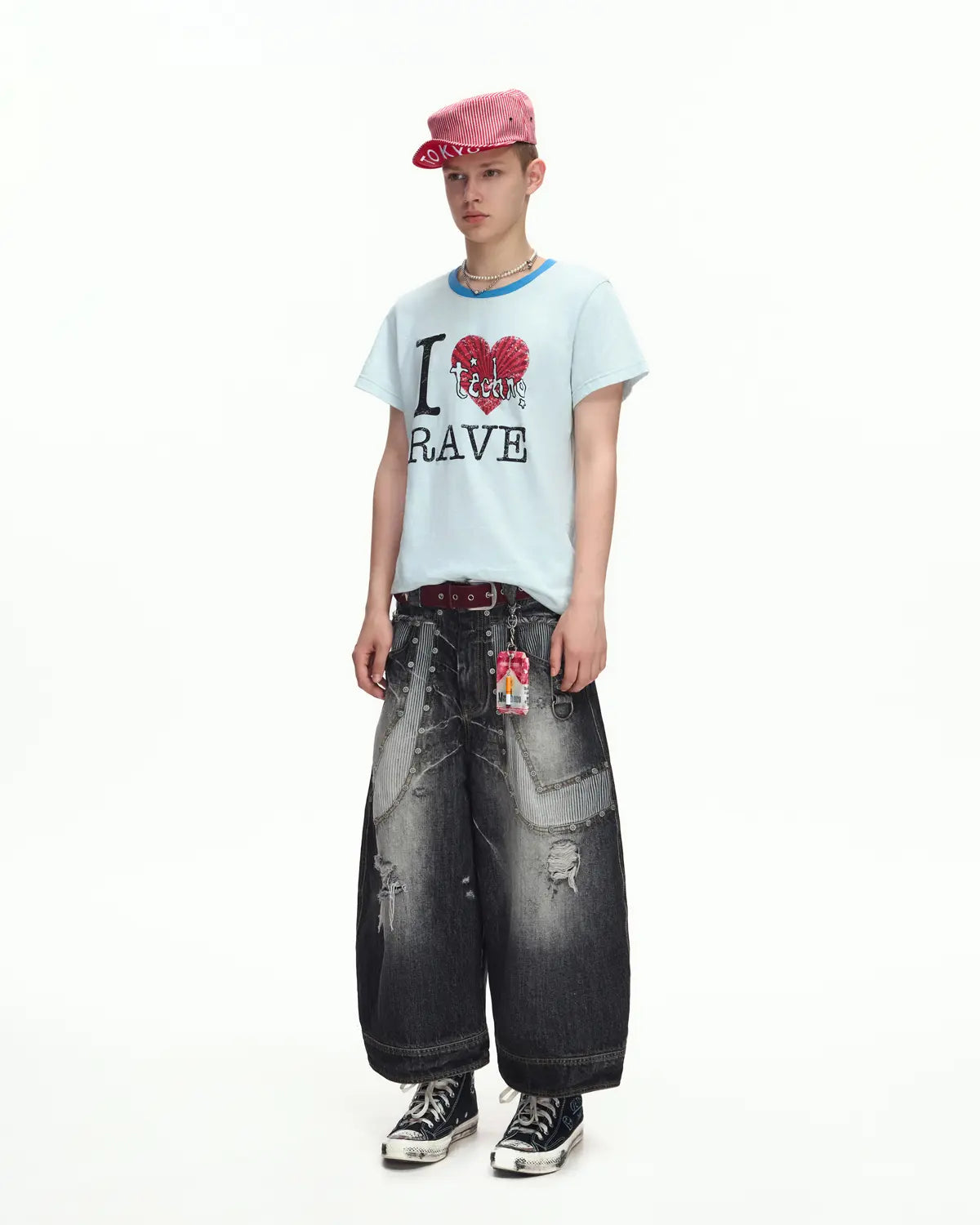 EMO “I Love Techno” Slub Print Tee Blue